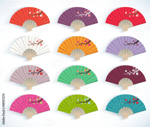 Set of decorative folding fans.