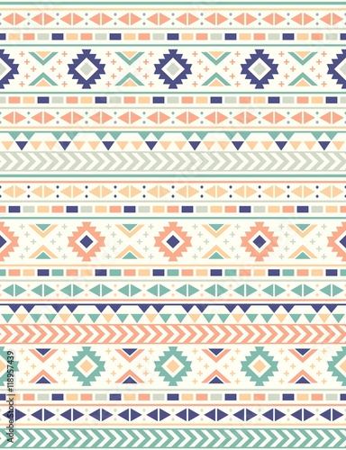 Seamless Ethnic pattern textures. Coral & Teal colors. Navajo geometric print. Rustic decorative ornament. Abstract geometric pattern. Native American pattern. Ornament for the design of clothing