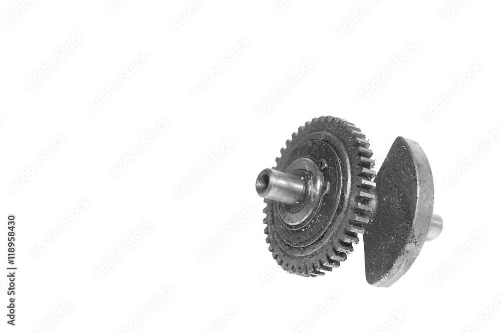 Part of crankshaft of motorcycle on white background Part of crankshaft of motorcycle on white background
