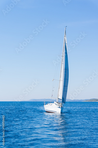 sail of a sailing boat. sailing yacht on the water