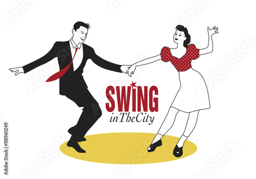 Young couple dancing swing, rock'n roll or lindy hop