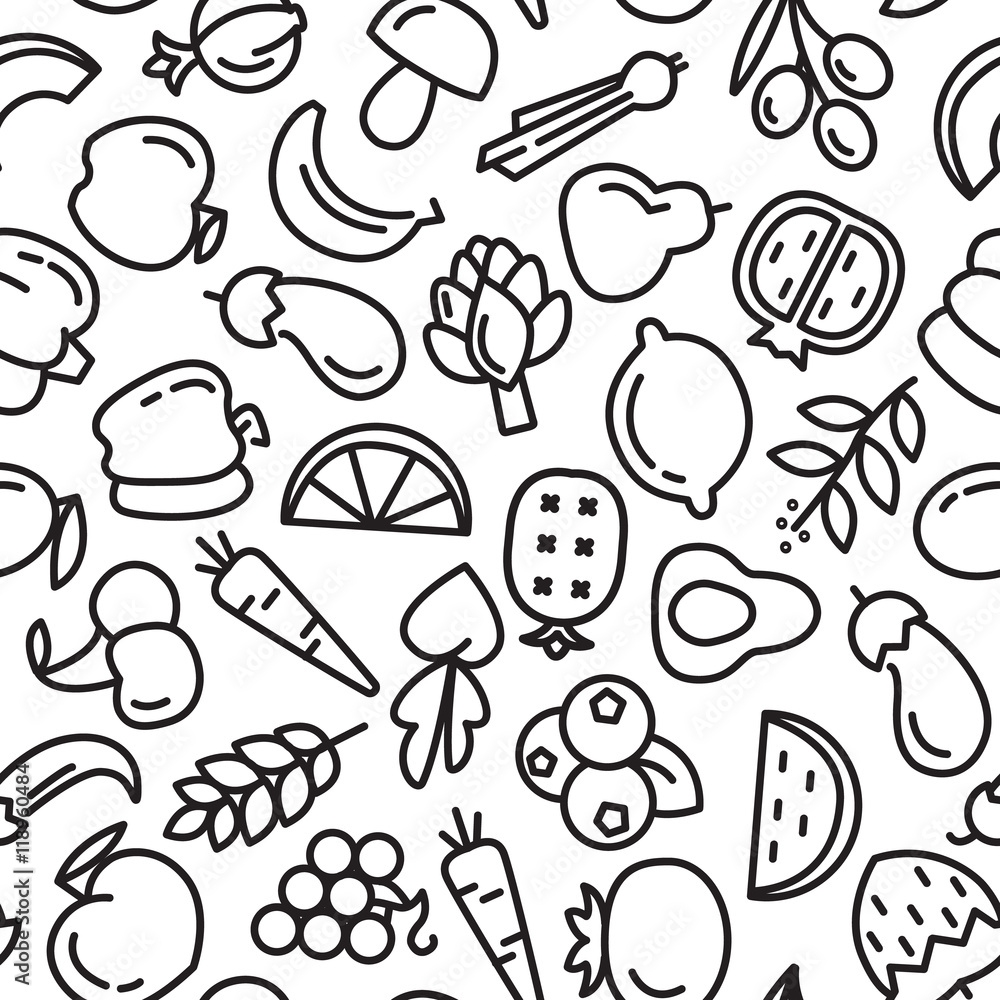 Fruit and vegetables background seamless pattern Fruit and vegetables background seamless pattern