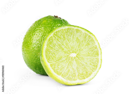 Lime. fruit with a half isolated on white
