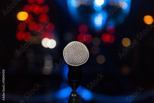 microphone in club on background of a bright lights © sytnik
