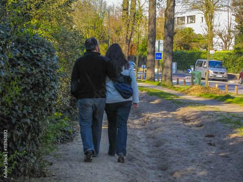 Paris, France, View, Couple Walking Away on Path, Scene, Vincennes Park, 