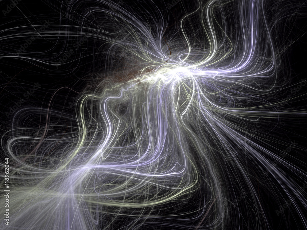 Naklejka premium Abstract chaos glowing curls - digitally generated image