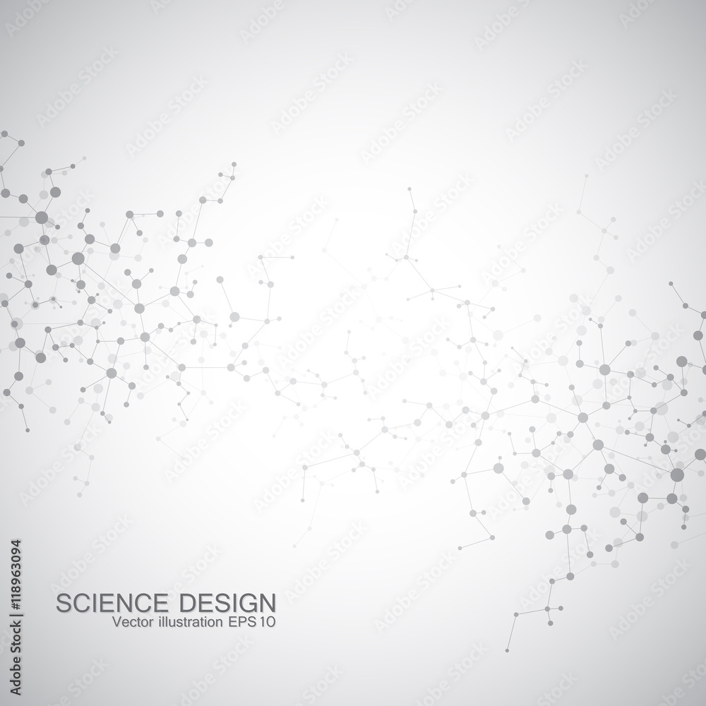 Structure molecule of DNA and neurons. Structural atom. Chemical compounds. Medicine, science, technology concept. Geometric abstract background. Vector illustration for your design. Structure molecule of DNA and neurons. Structural atom. Chemical compounds. Medicine, science, technology concept. Geometric abstract background. Vector illustration for your design.