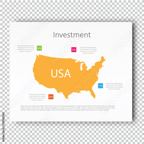 Business Investment USA Map Presentation slide Template, Business Layout design,