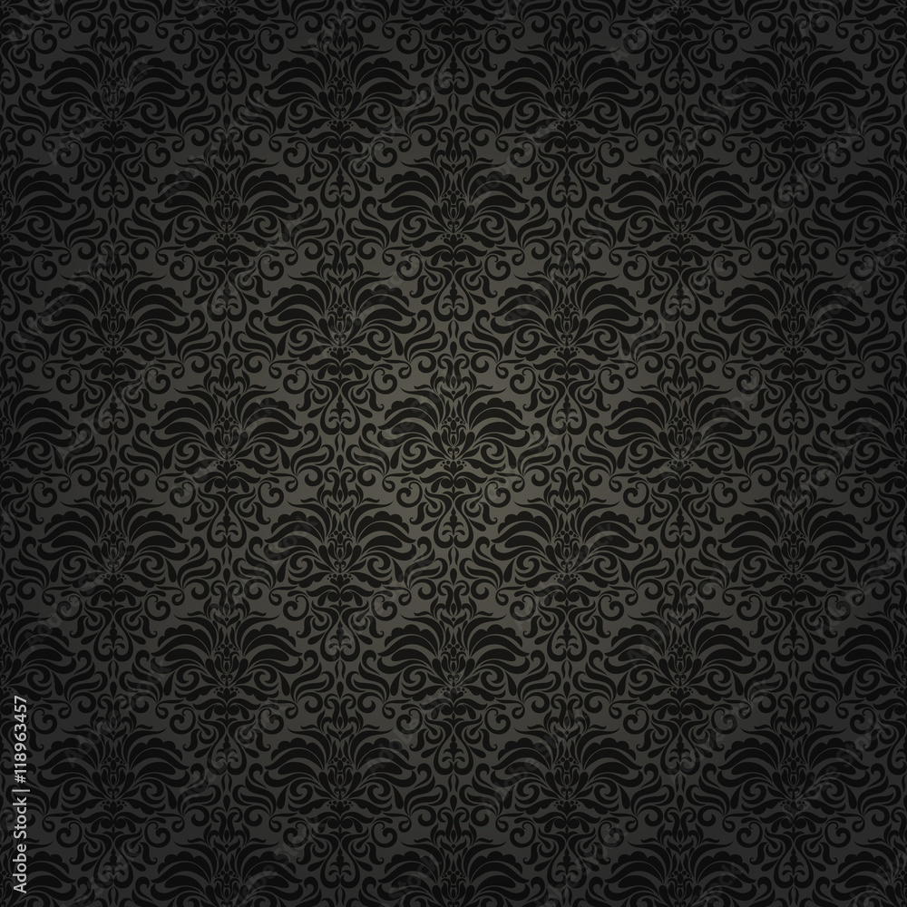 Seamless background of black color in the style of baroque