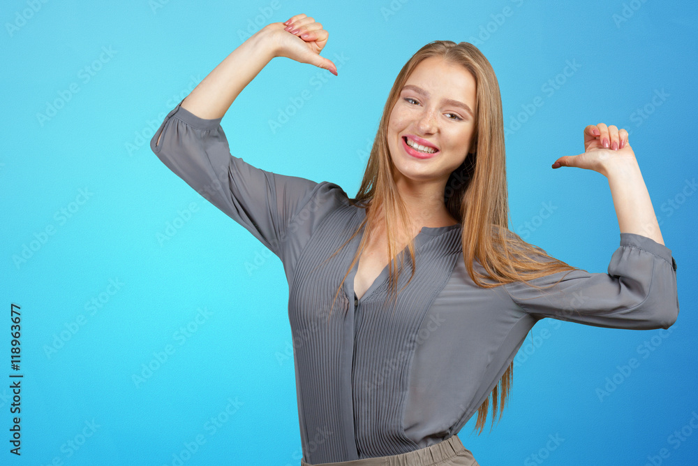 Young business woman celebrating success Young business woman celebrating success