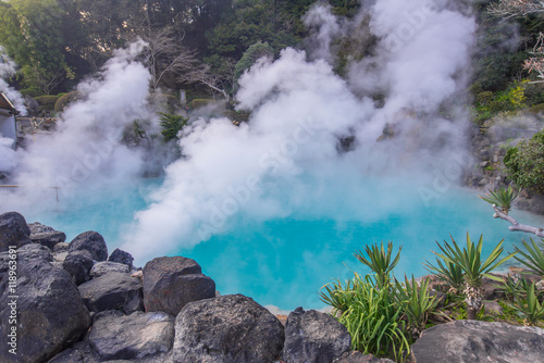 hot spring (Hell) blue water in Umi-Zigoku in Beppu Oita, Japan © CasanoWa Stutio