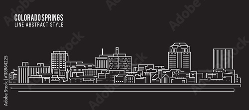 Cityscape Building Line art Vector Illustration design - Colorado springs city photo