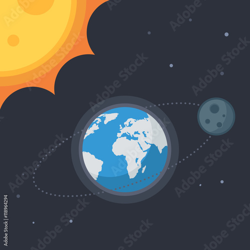 Earth with moon and sun