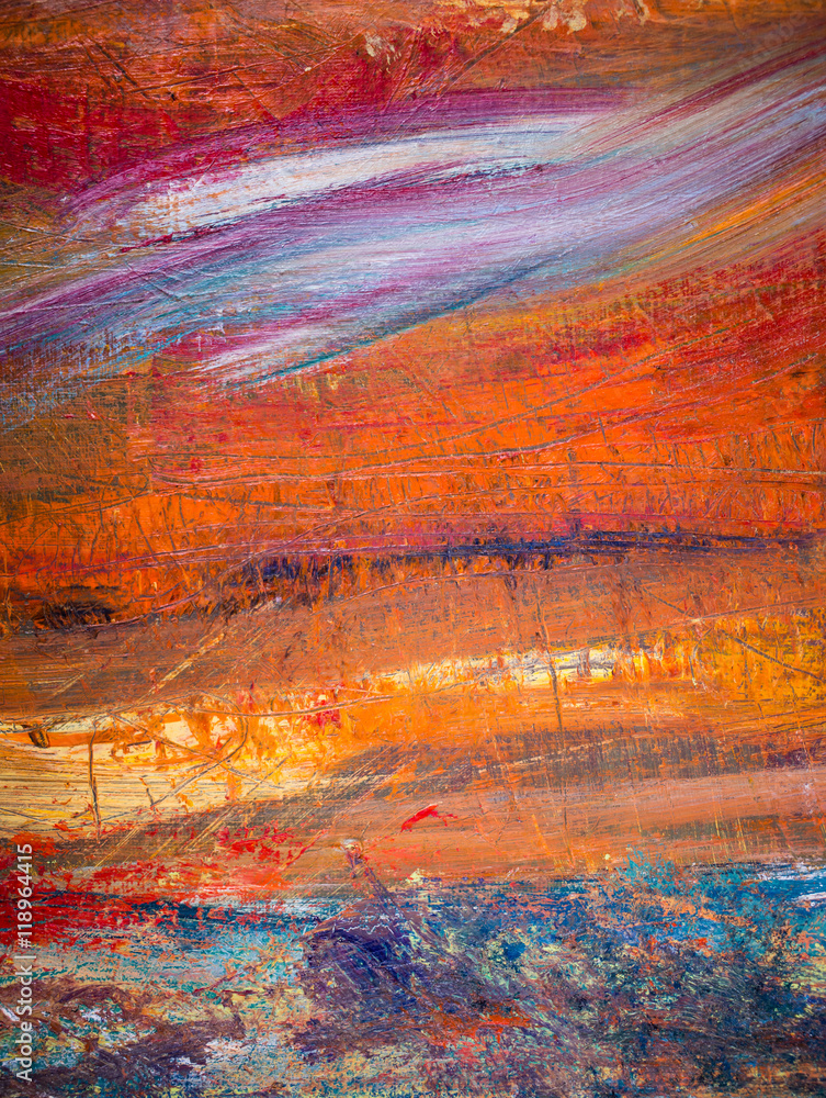 Naklejka premium Painting Artistic bright color oil paints texture abstract artwork. Modern futuristic pattern for grunge wallpaper, interior, album, flyer cover, poster, booklet background. Creative graphic design