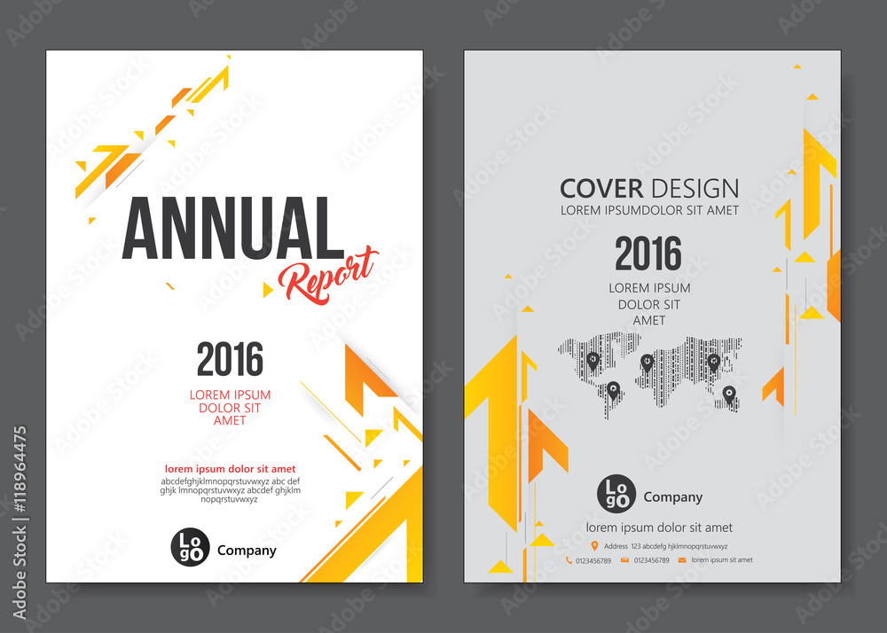 Vecteur Stock Cover design templates layout with yellow tone. Vector annual report templates