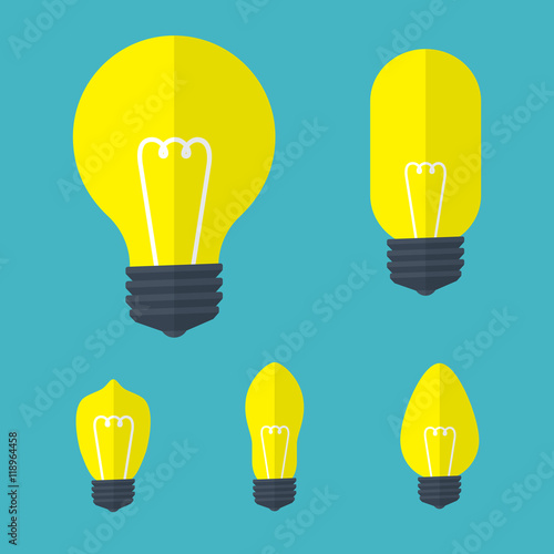 Light bulbs flat icons