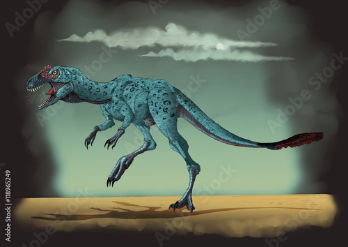 Dilong paradoxus, a genus of small tyrannosauroid dinosaur.