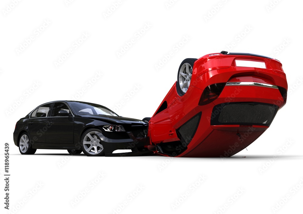 Car accident / 3D render image representing a car accident Car accident / 3D render image representing a car accident