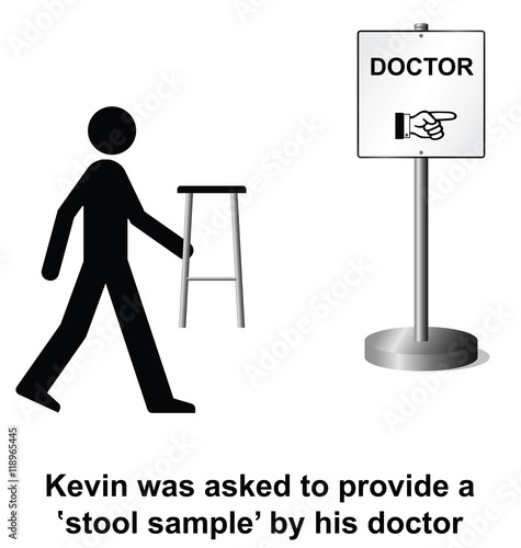 Kevin providing a stool sample as requested by his doctor 