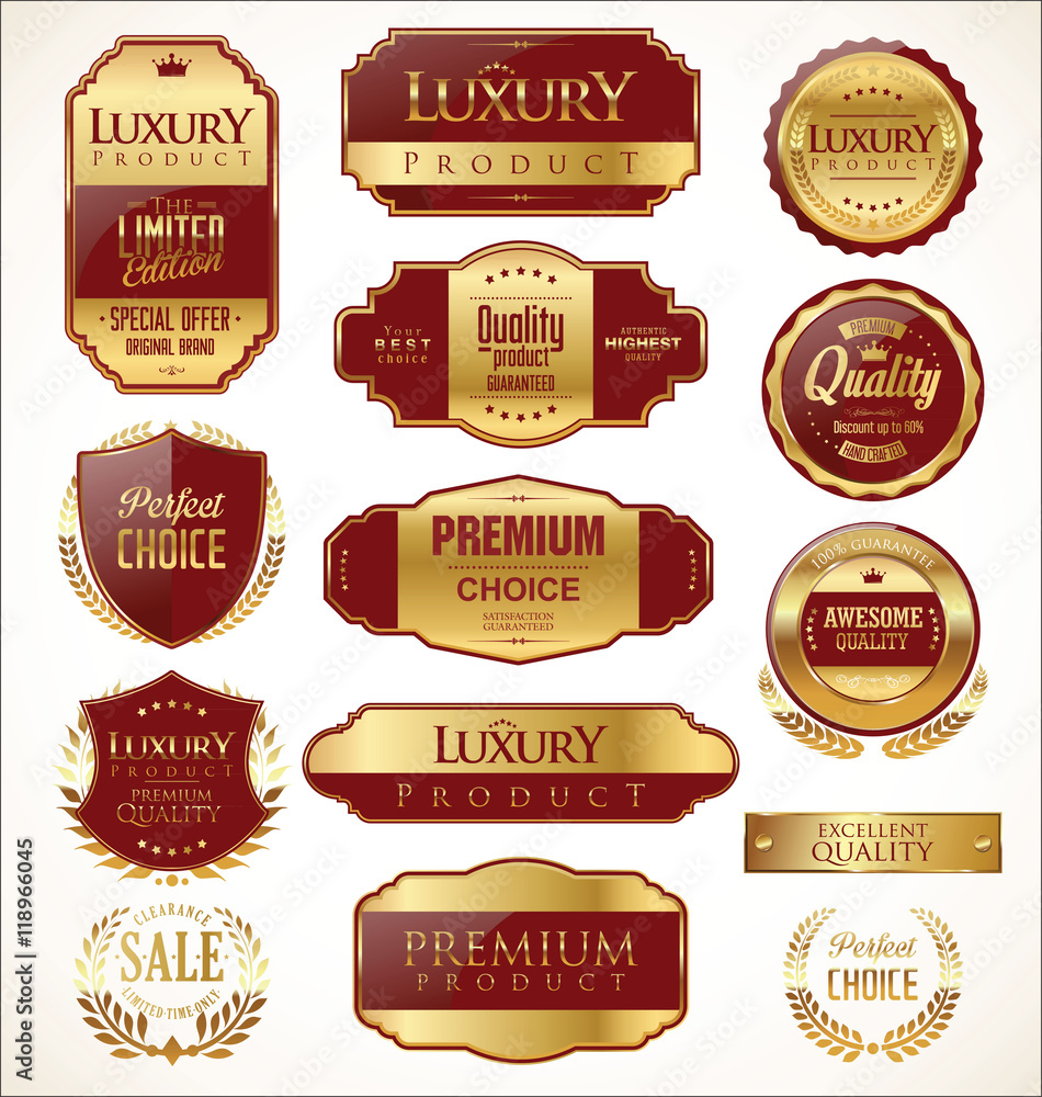 Premium and luxury golden retro badges and labels collection Premium and luxury golden retro badges and labels collection