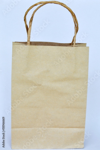 brown paper bag on white background