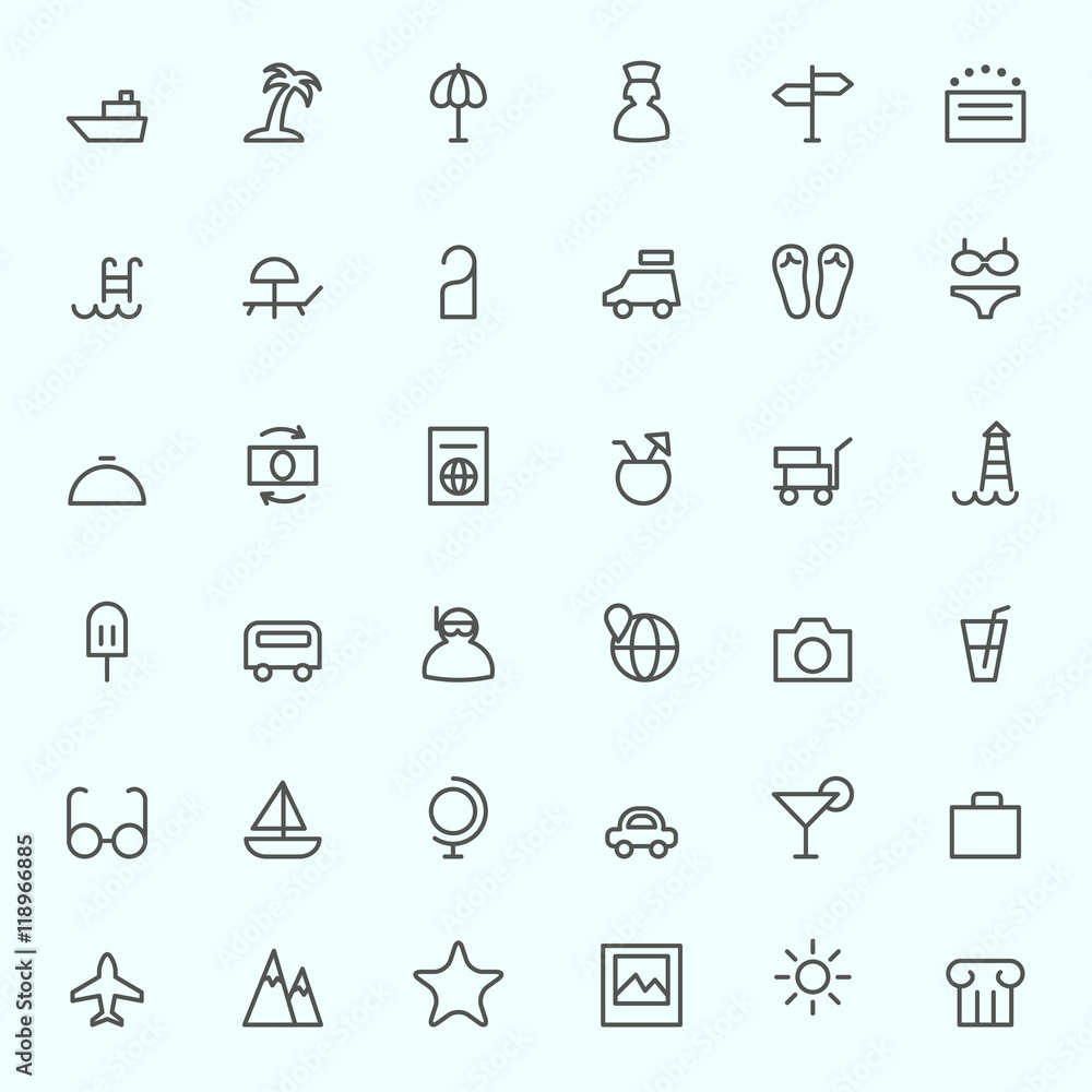 Travel icon, simple and thin line design