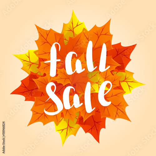 Fall sale. Seasonal sale banner design with fall leaves