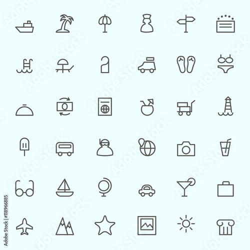 Travel icon, simple and thin line design
