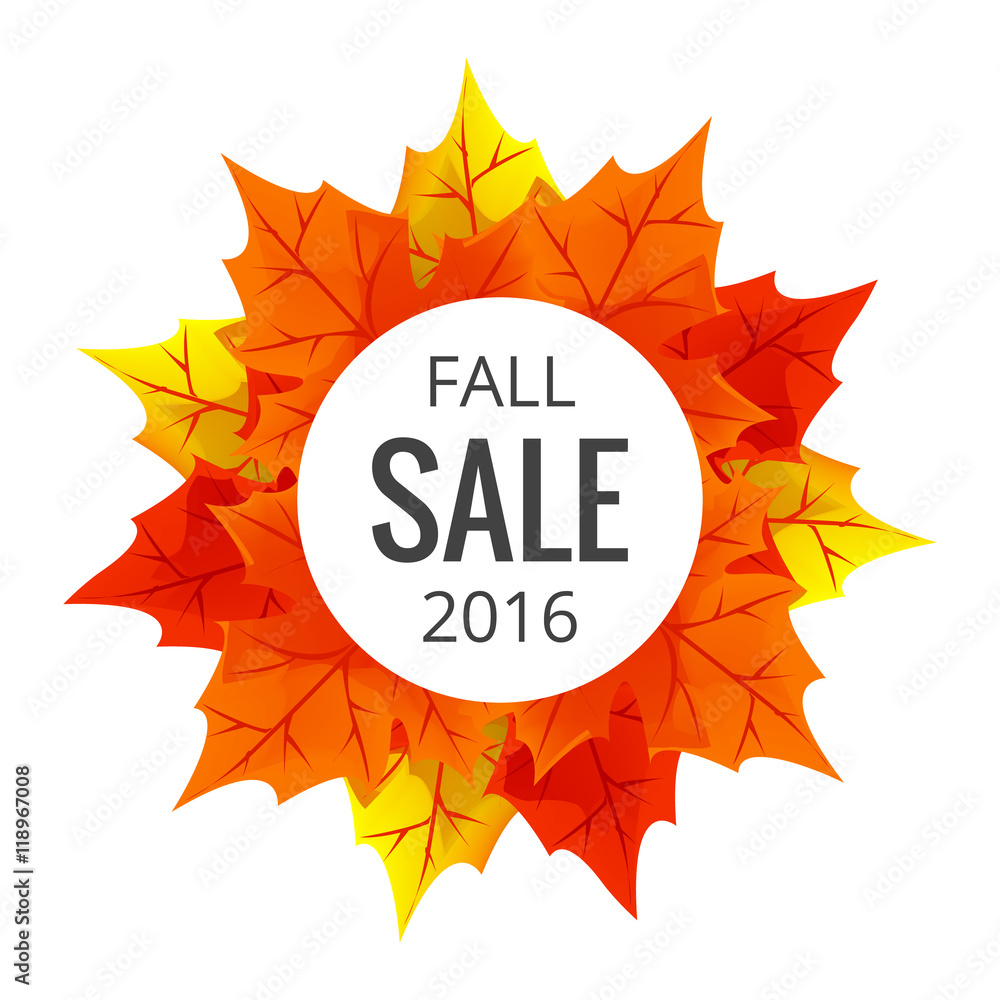 Fall sale . Seasonal sale banner design with fall leaves Fall sale . Seasonal sale banner design with fall leaves