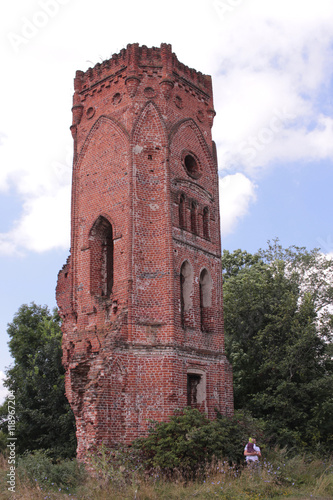 destroyed castle, single tower left