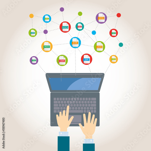 File extensions with computers illustration