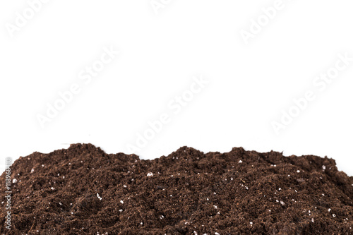 Soil or dirt section isolated on white background