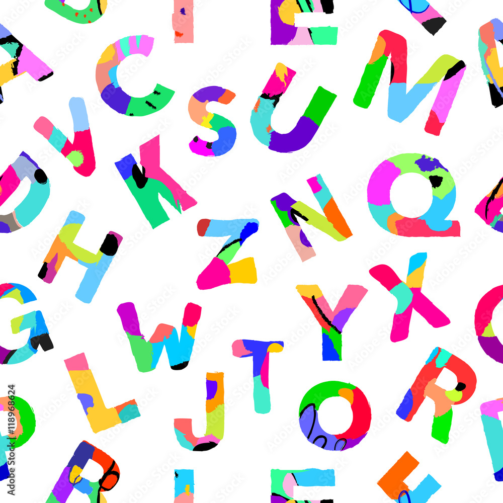 Colorful font seamless pattern. Vector illustration. Backdrop ...