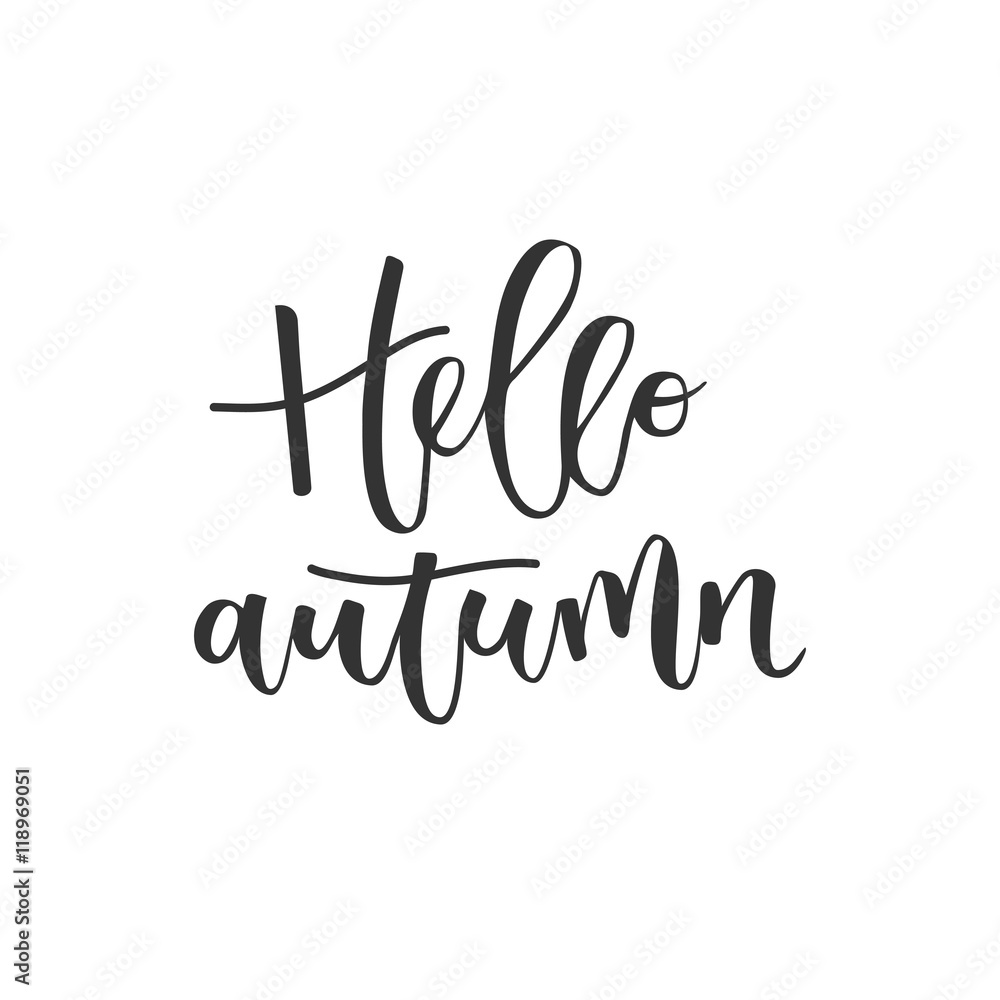 Hello autumn hand written inscription