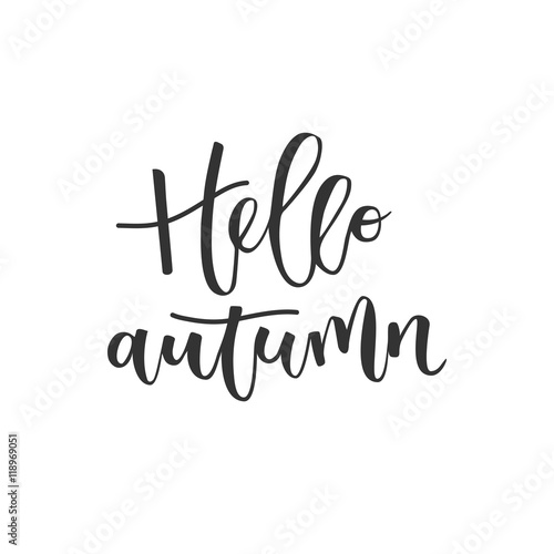 Hello autumn hand written inscription