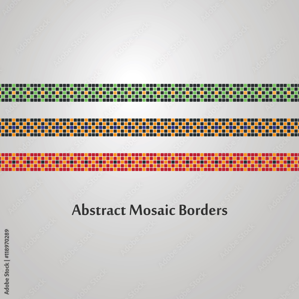 Abstract, Colorful, Mosaic Border Designs - Different Decoration Elements