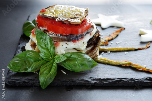 Obraz na płótnie melanzane alla parmigiana - closeup