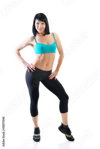 fitness woman, over white