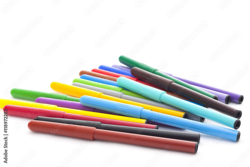 Set of felt-tip pens on white background Set of felt-tip pens on white background