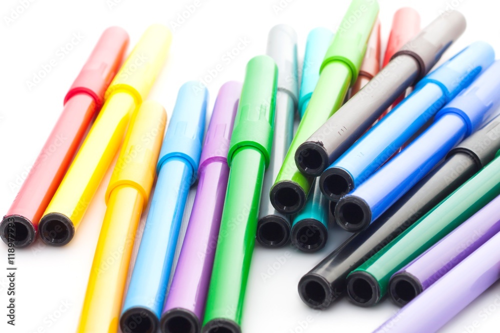 Set of felt-tip pens on white background Set of felt-tip pens on white background