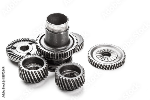 Gear metal wheels, isolated on white background