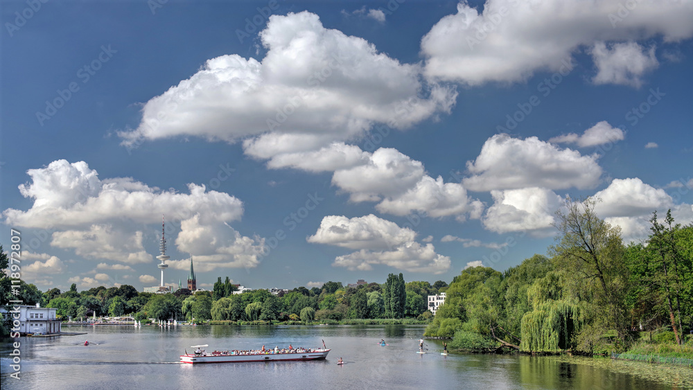 Sommer am Langen Zug der Hamburger Aussenalster Sommer am Langen Zug der Hamburger Aussenalster