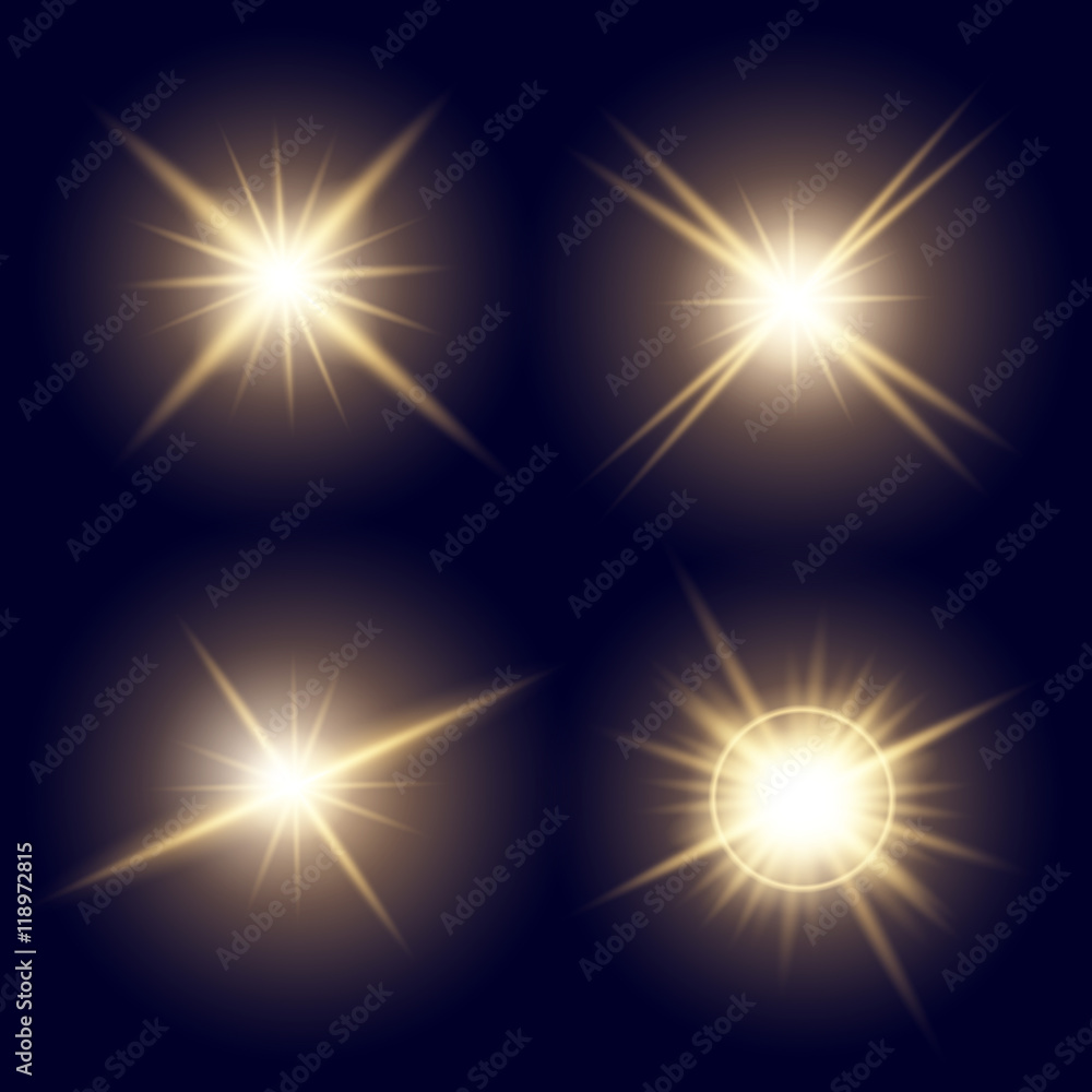 Creative concept Vector set of glow light effect stars bursts with sparkles isolated on black background. For illustration template art design, banner for Christmas celebrate, magic flash energy ray Creative concept Vector set of glow light effect stars bursts with sparkles isolated on black background. For illustration template art design, banner for Christmas celebrate, magic flash energy ray