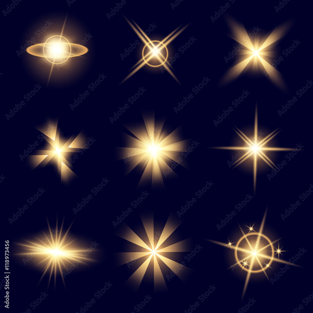 Creative concept Vector set of glow light effect stars bursts with sparkles isolated on black background. For illustration template art design, banner for Christmas celebrate, magic flash energy ray Creative concept Vector set of glow light effect stars bursts with sparkles isolated on black background. For illustration template art design, banner for Christmas celebrate, magic flash energy ray