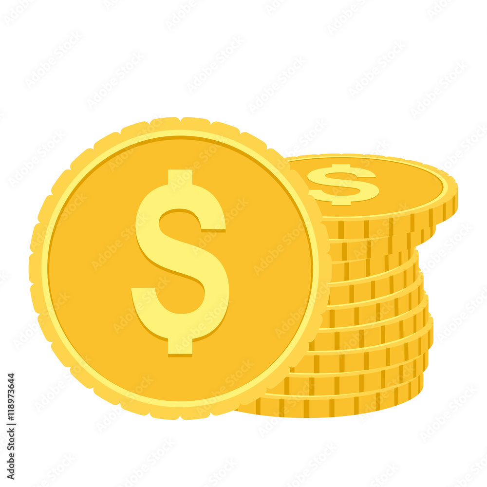 Coin icon vector illustration. Flat style. Stack of coins Coin icon vector illustration. Flat style. Stack of coins