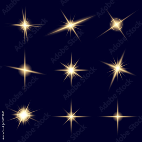 Creative concept Vector set of glow light effect stars bursts with sparkles isolated on black background. For illustration template art design, banner for Christmas celebrate, magic flash energy ray