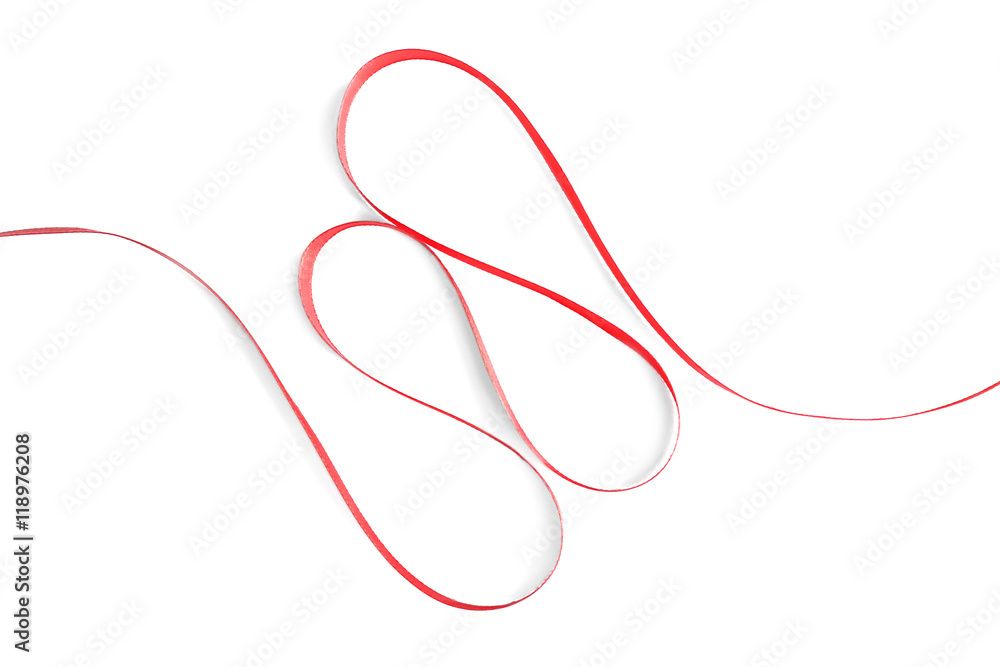 Red silk ribbon isolated on white