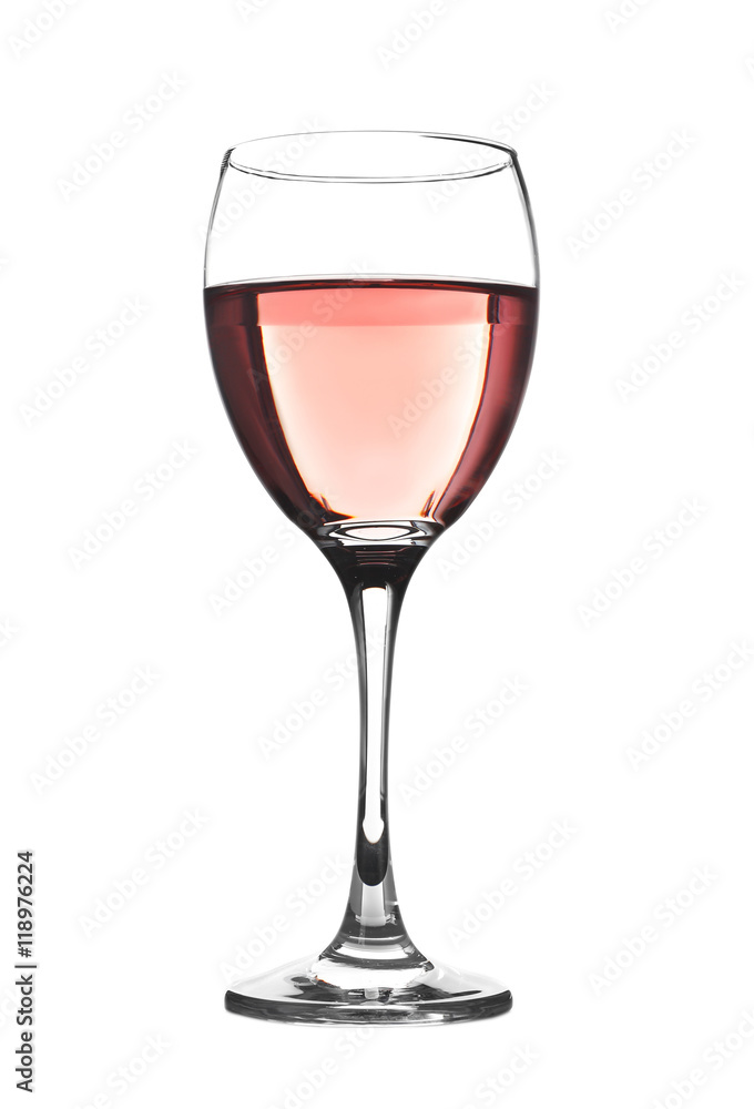 Glass of rose wine isolated on white