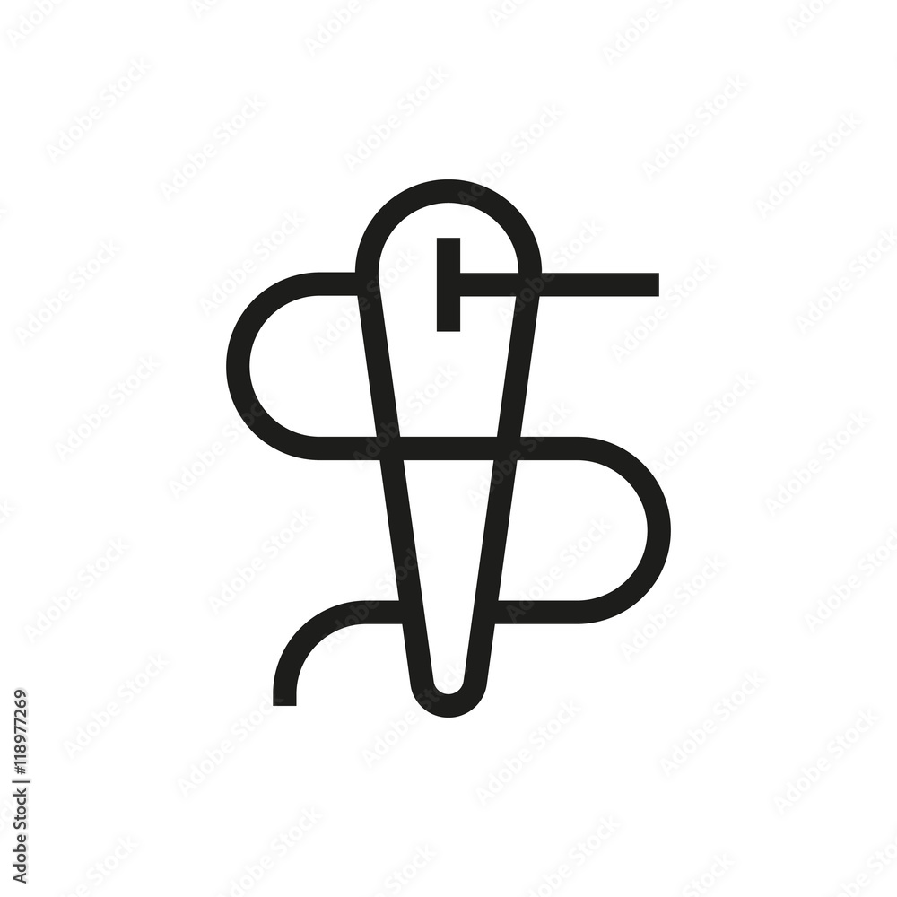 Needle icon on white background Needle icon on white background