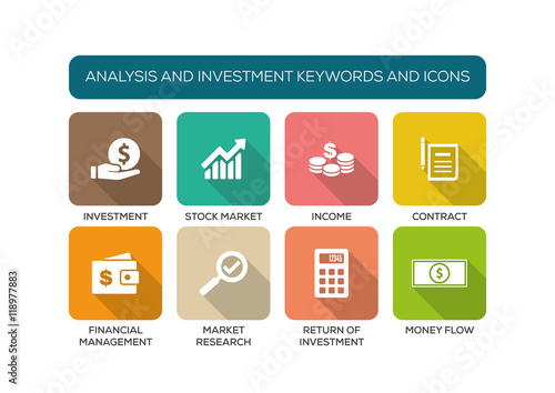 Analysis and Investment Flat Icon Set
